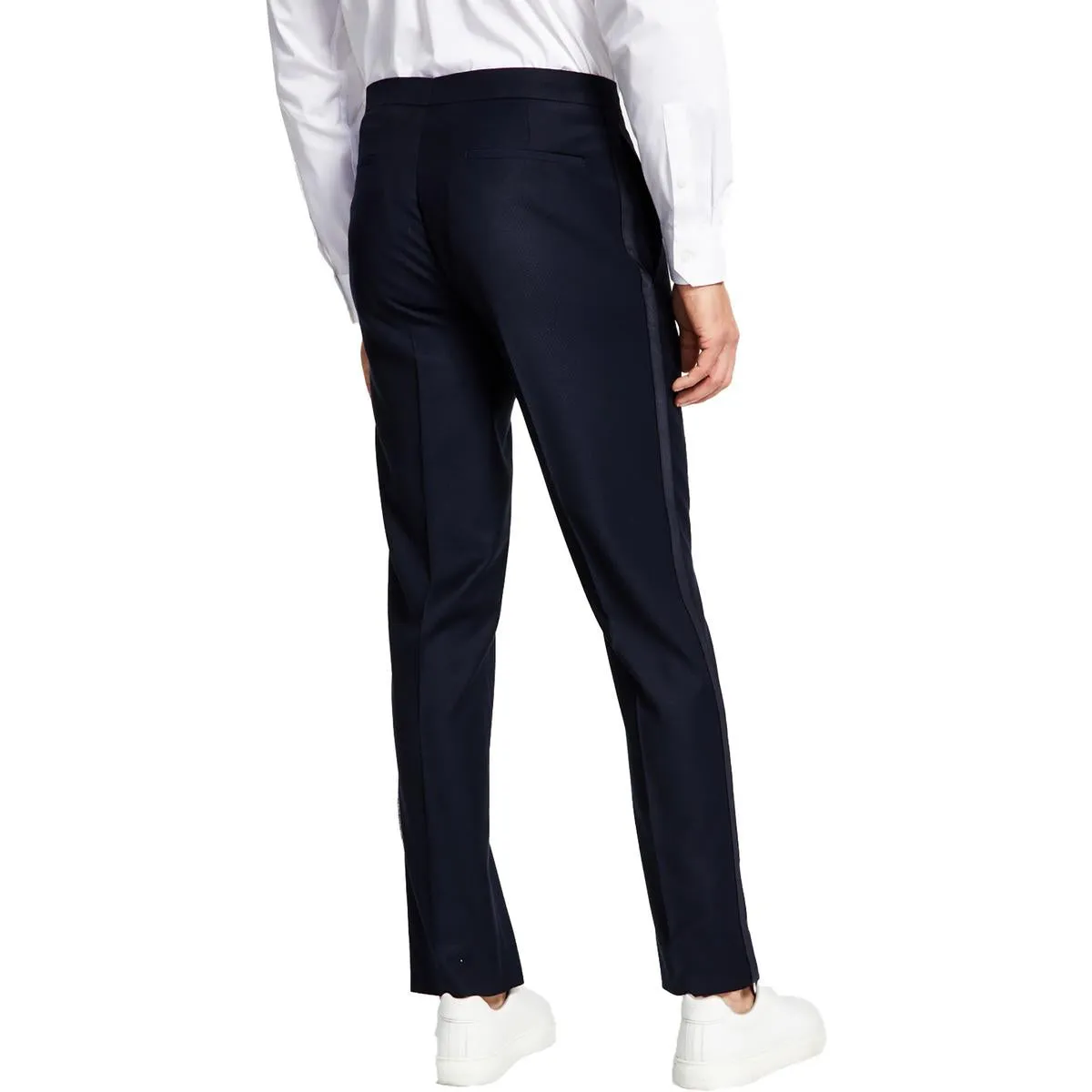 Mens Slim Fit Flat Front Suit Pants