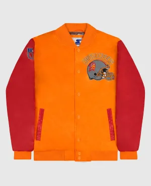 Men's Tampa Bay Buccaneers Varsity Satin Full-Snap Jacket In Orange