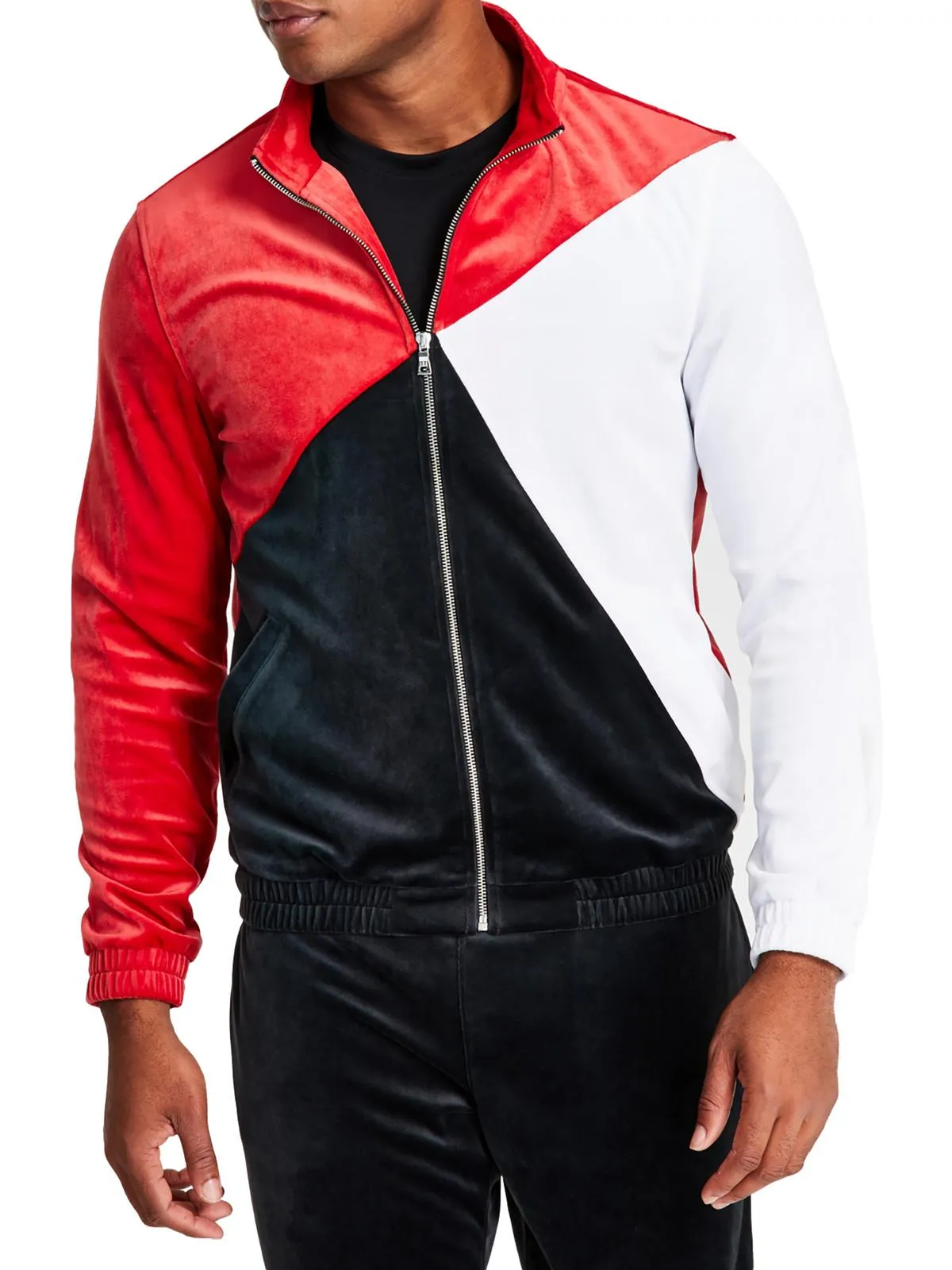 Mens Velour Colorblock Track Jacket