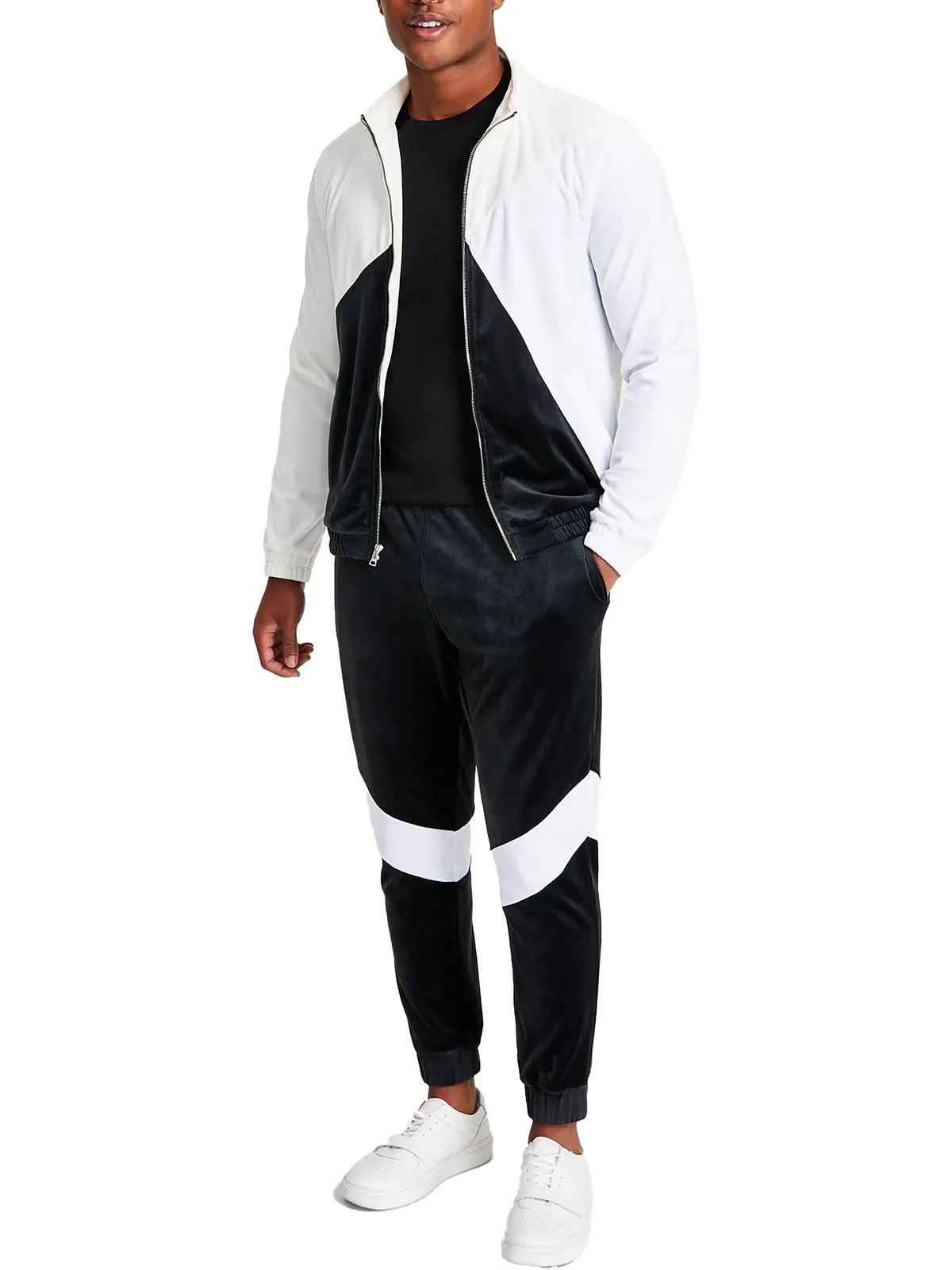 Mens Velour Colorblock Track Jacket