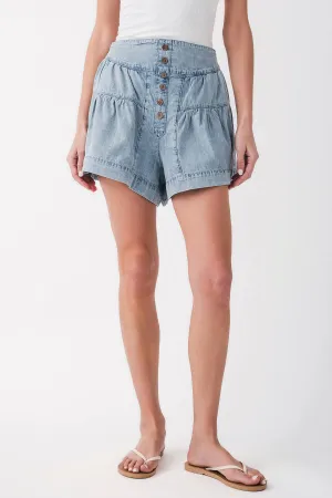 Miou Muse Denim Tiered Shorts
