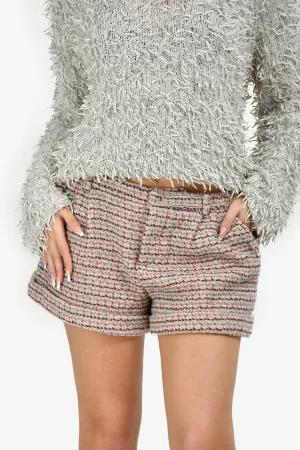 Miu Miu Pink/Blue Tweed Shorts Size 42
