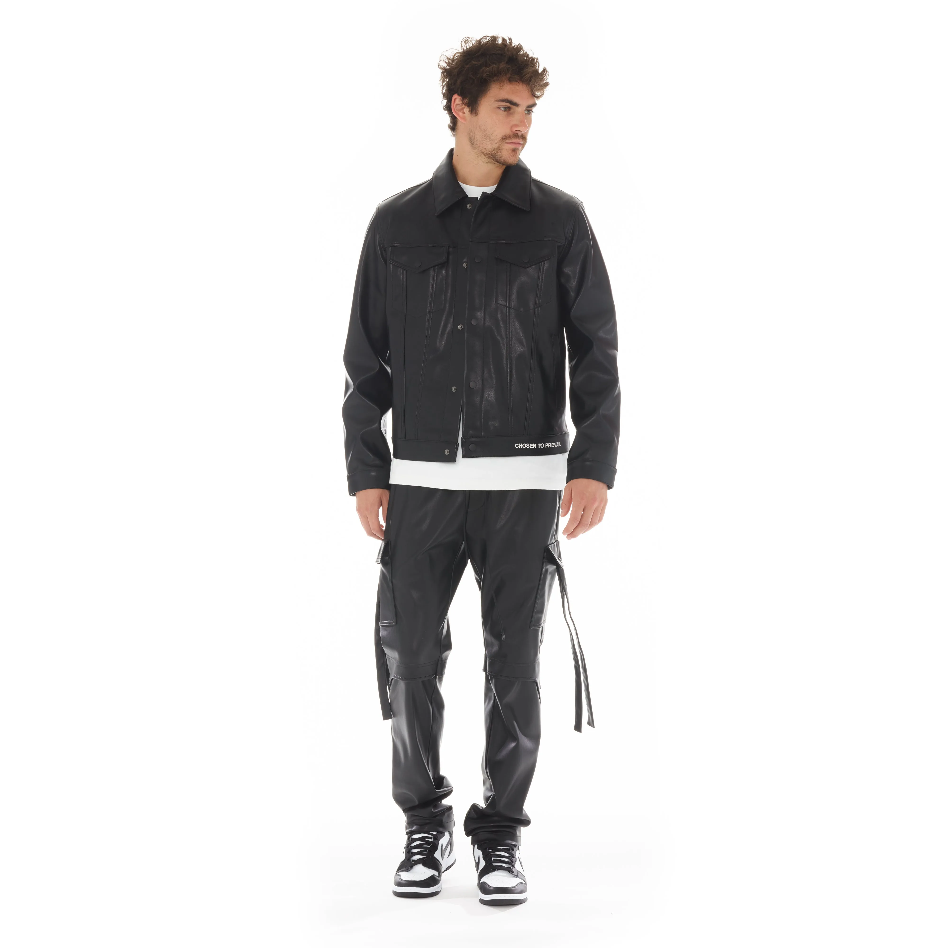 Mk Faux Leather Jacket In Black