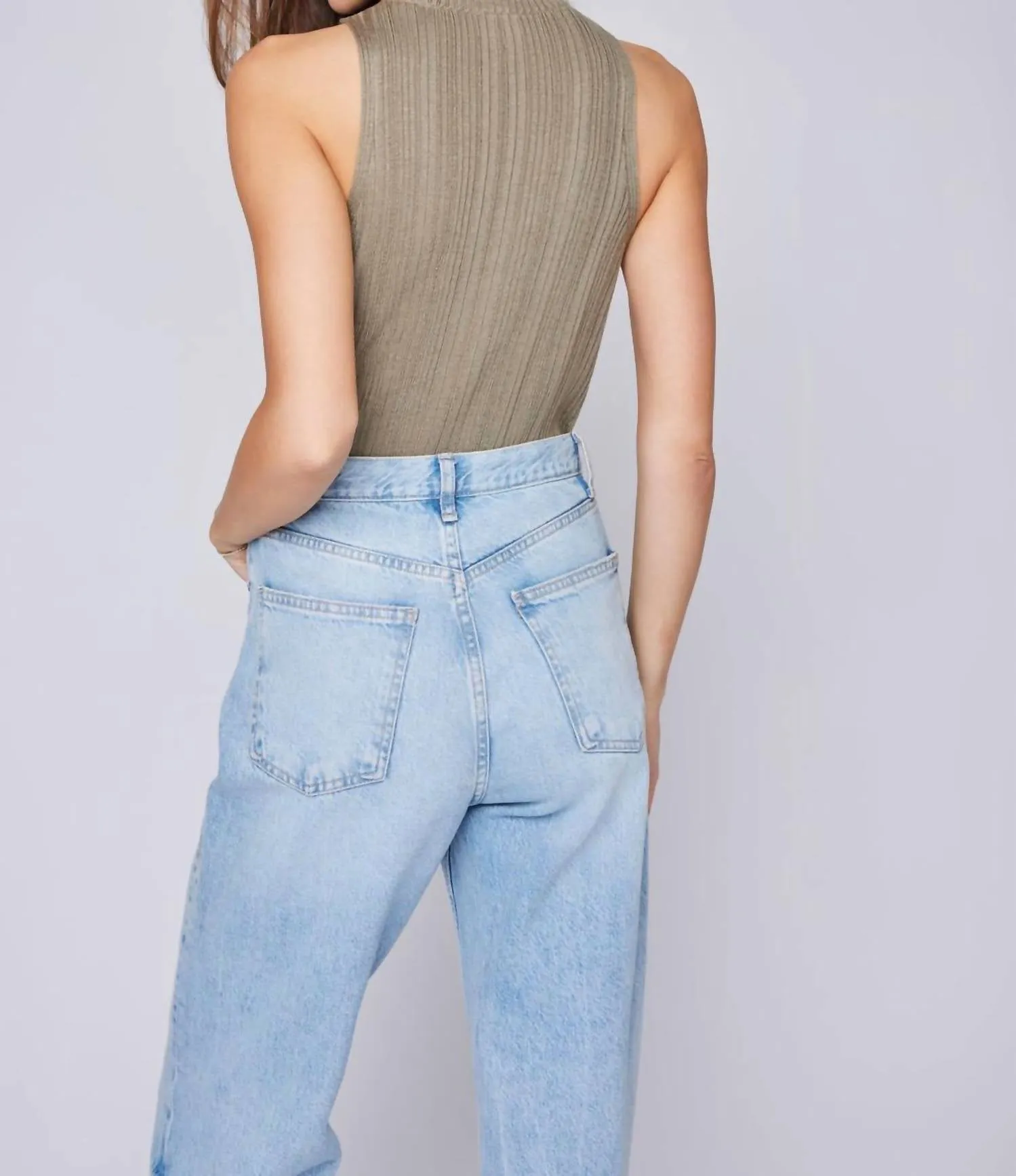 Mockneck Sleeveless Sweater In Sage