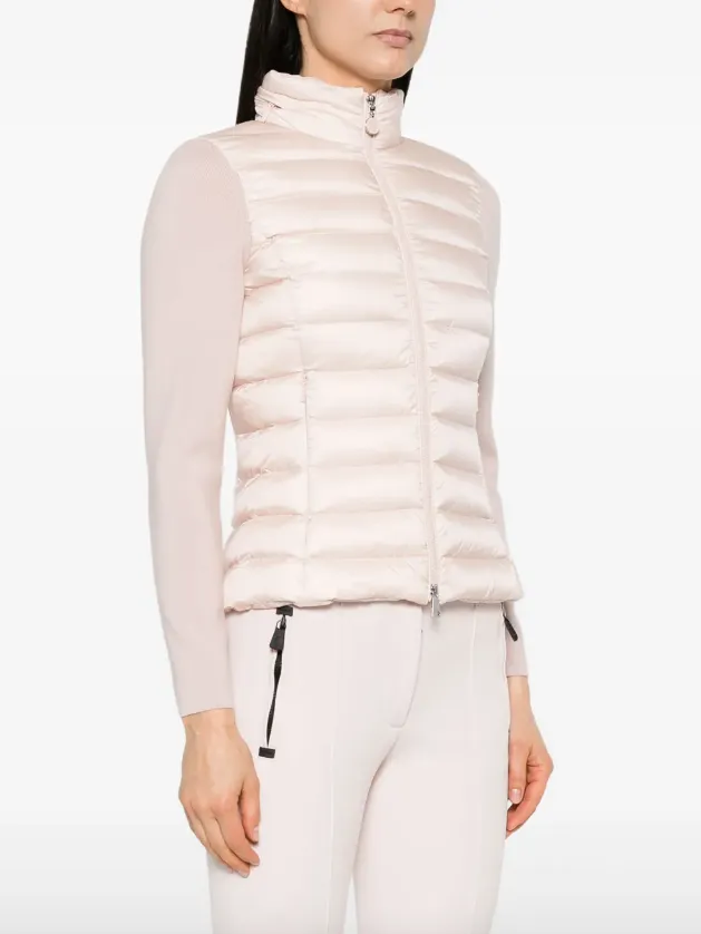 Moncler light pink quilted padded cardigan tricot