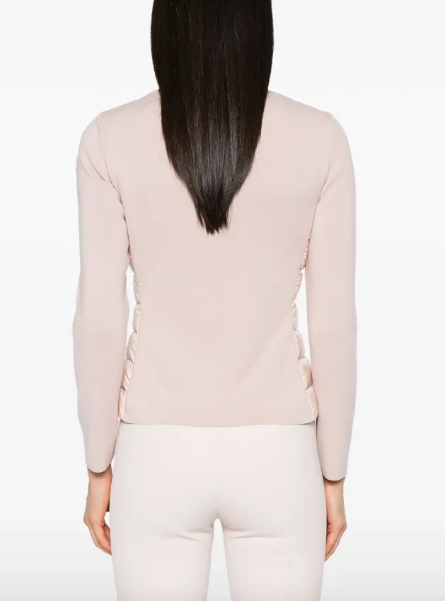 Moncler light pink quilted padded cardigan tricot