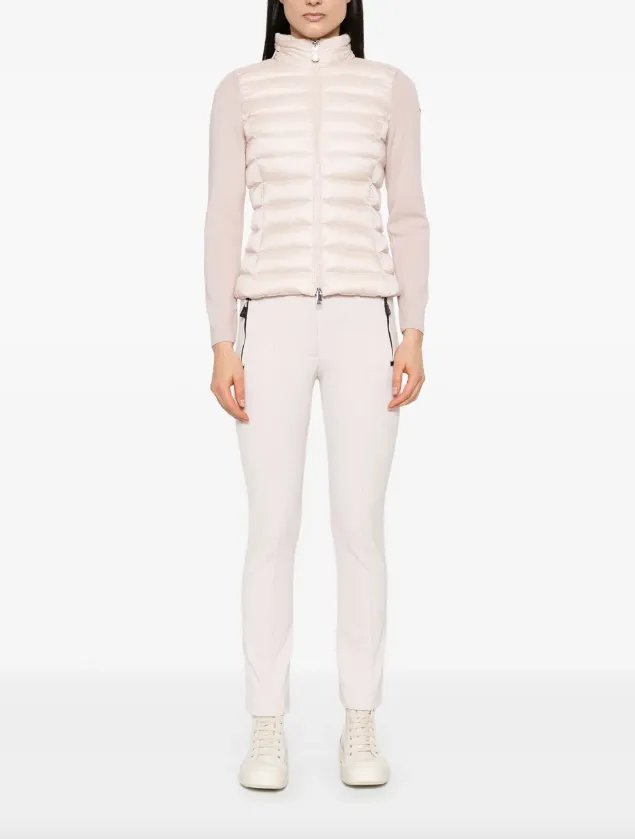 Moncler light pink quilted padded cardigan tricot