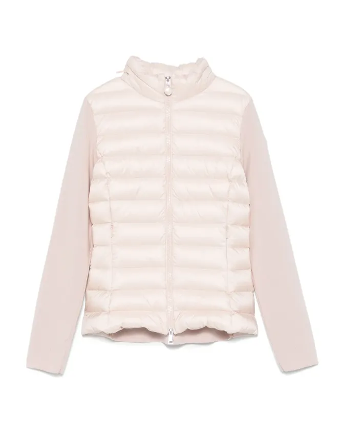 Moncler light pink quilted padded cardigan tricot