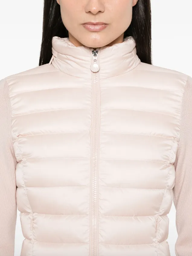 Moncler light pink quilted padded cardigan tricot