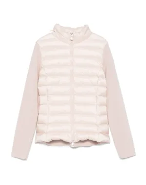 Moncler light pink quilted padded cardigan tricot