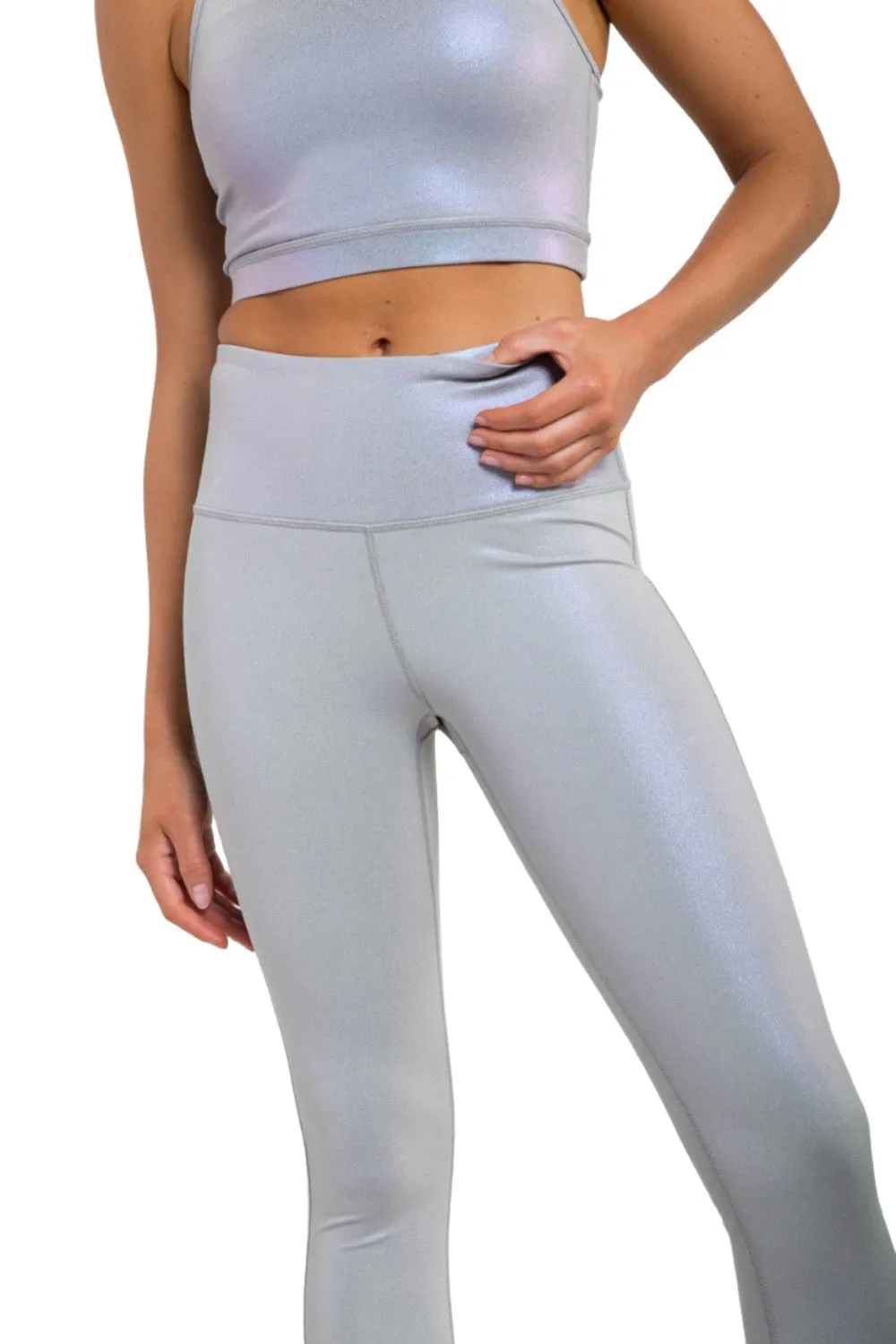 Mono B APH2862 Pearlescent Holo Foil High-Waisted Leggings