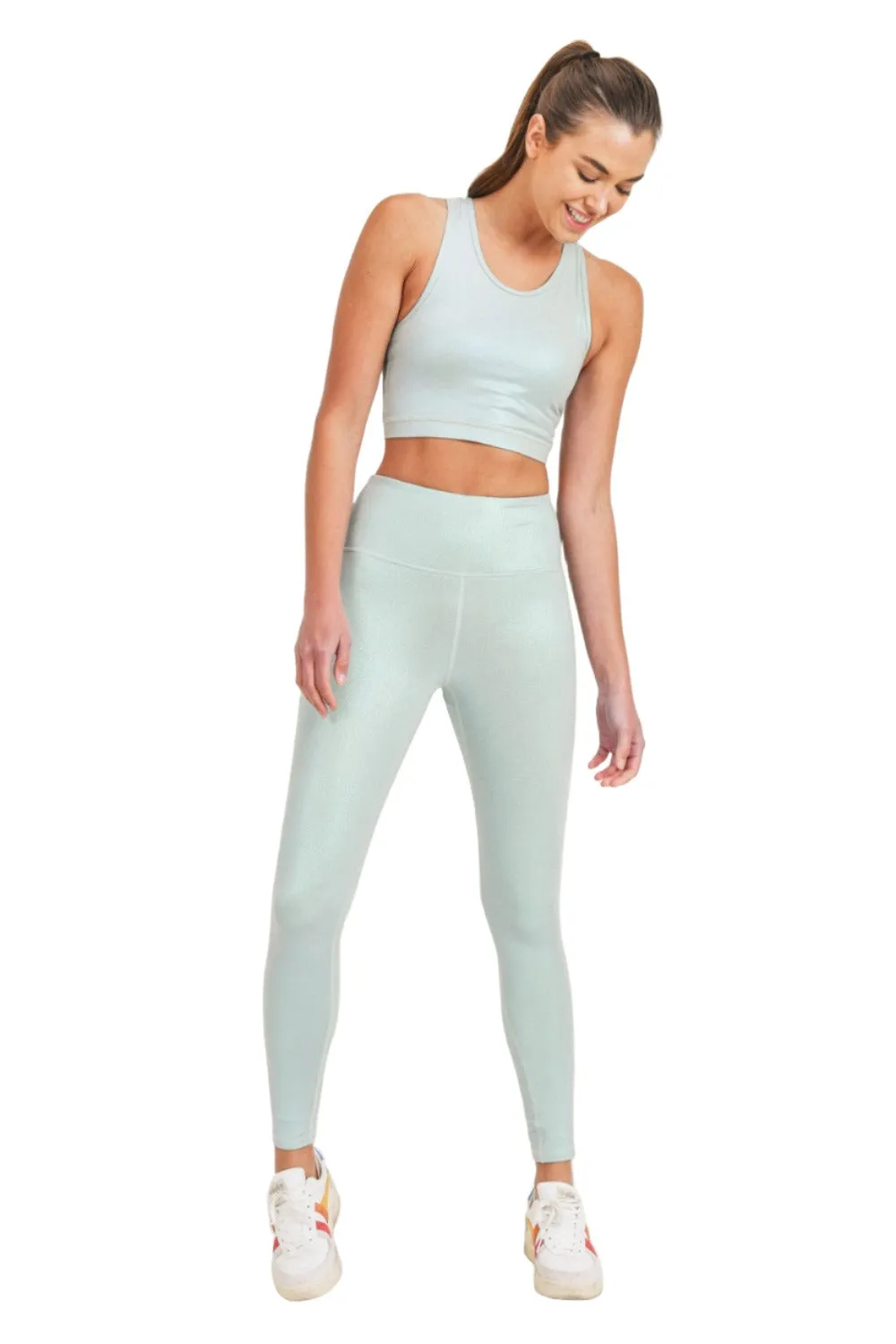 Mono B APH2862 Pearlescent Holo Foil High-Waisted Leggings