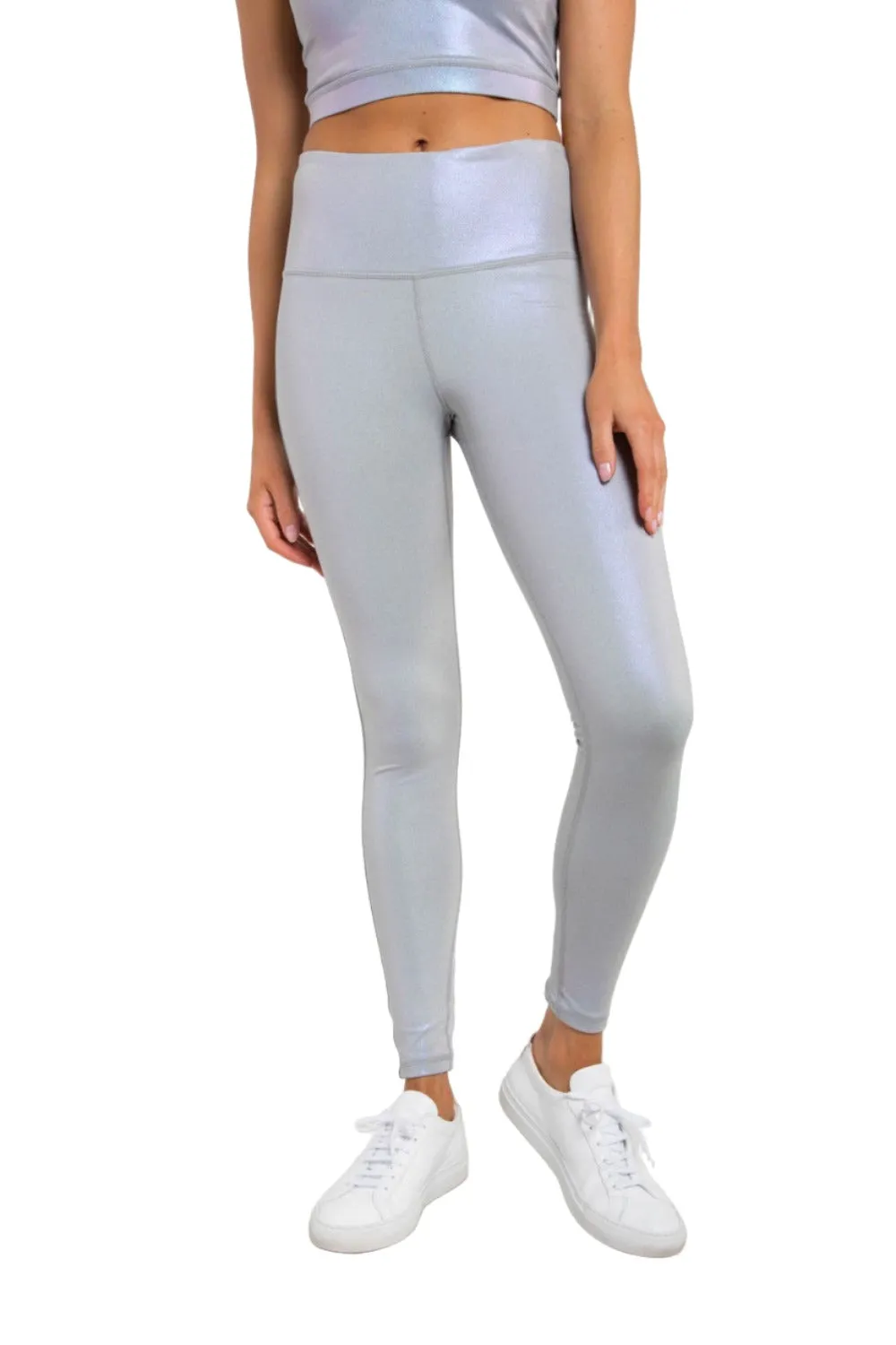 Mono B APH2862 Pearlescent Holo Foil High-Waisted Leggings