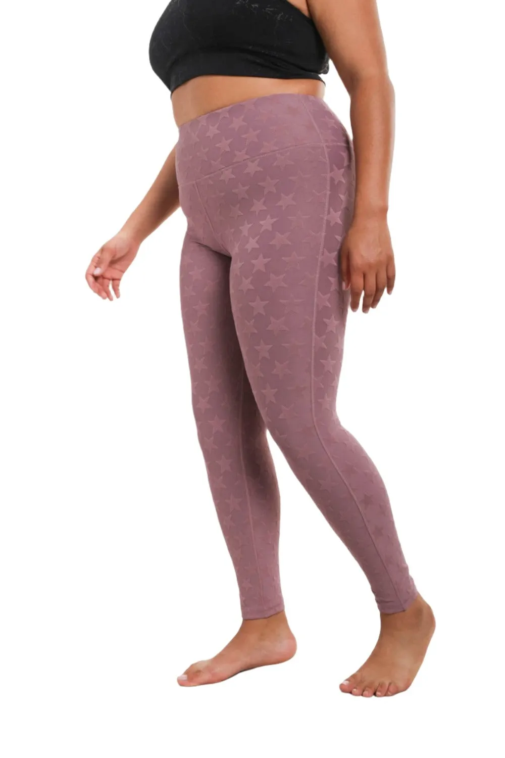Mono B Textured Star Jacquard Highwaist Leggings Aph8076
