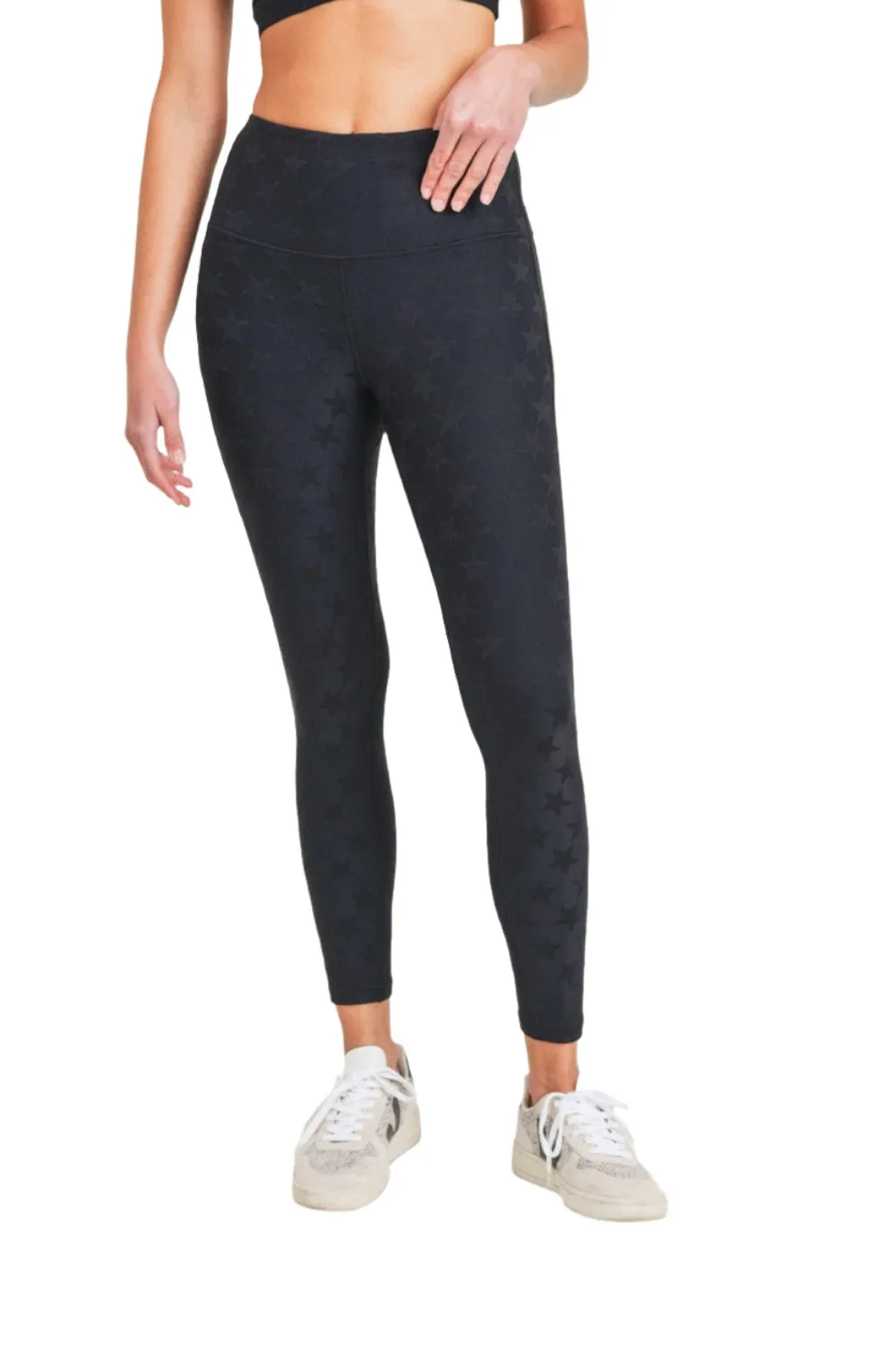 Mono B Textured Star Jacquard Highwaist Leggings Aph8076