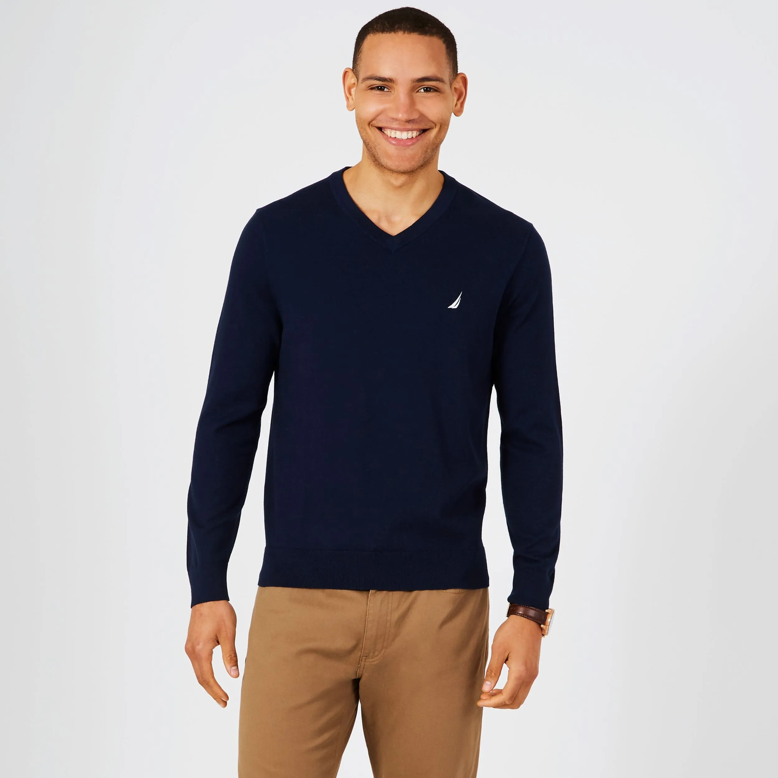Nautica Mens Big & Tall Jersey V-Neck Sweater