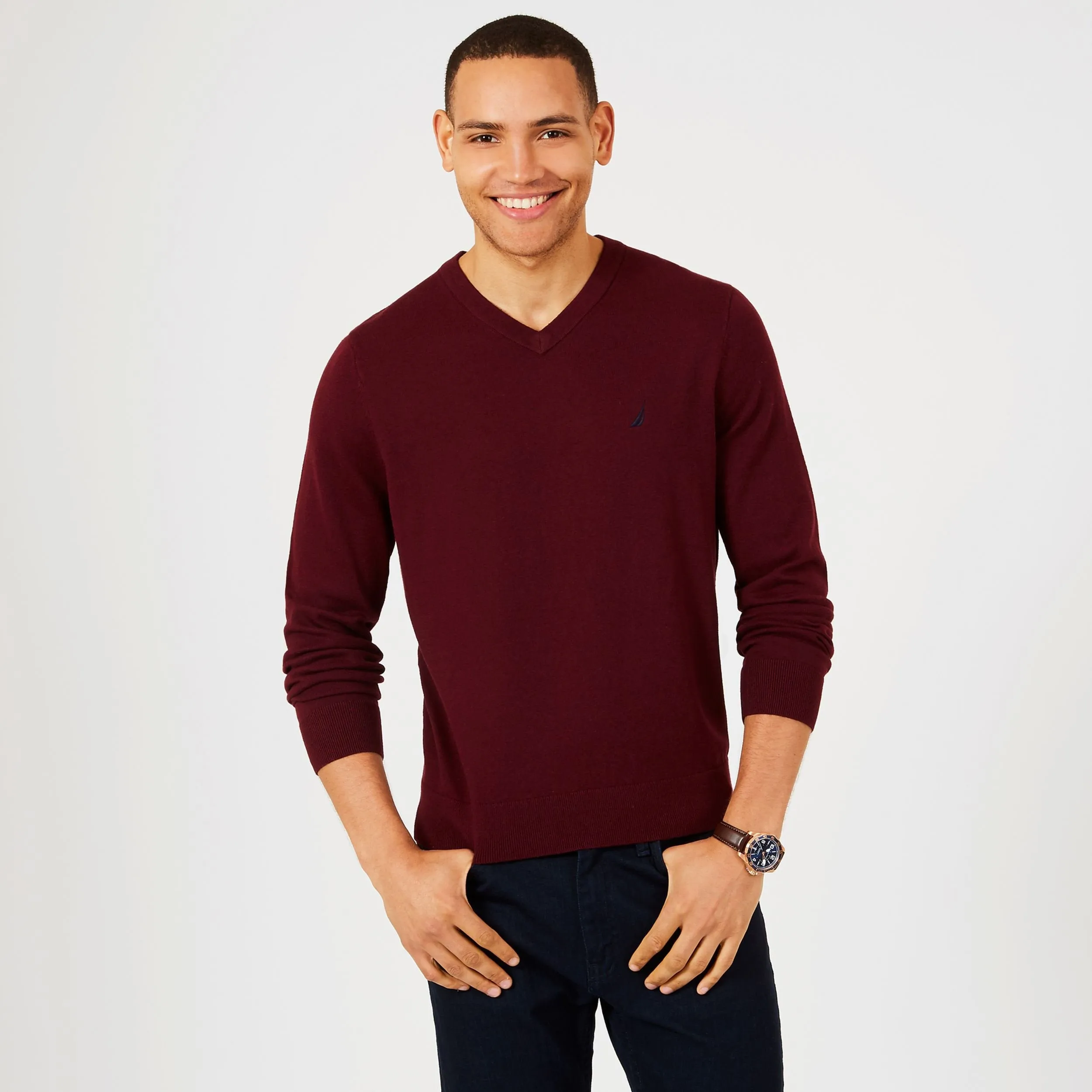 Nautica Mens Big & Tall Jersey V-Neck Sweater