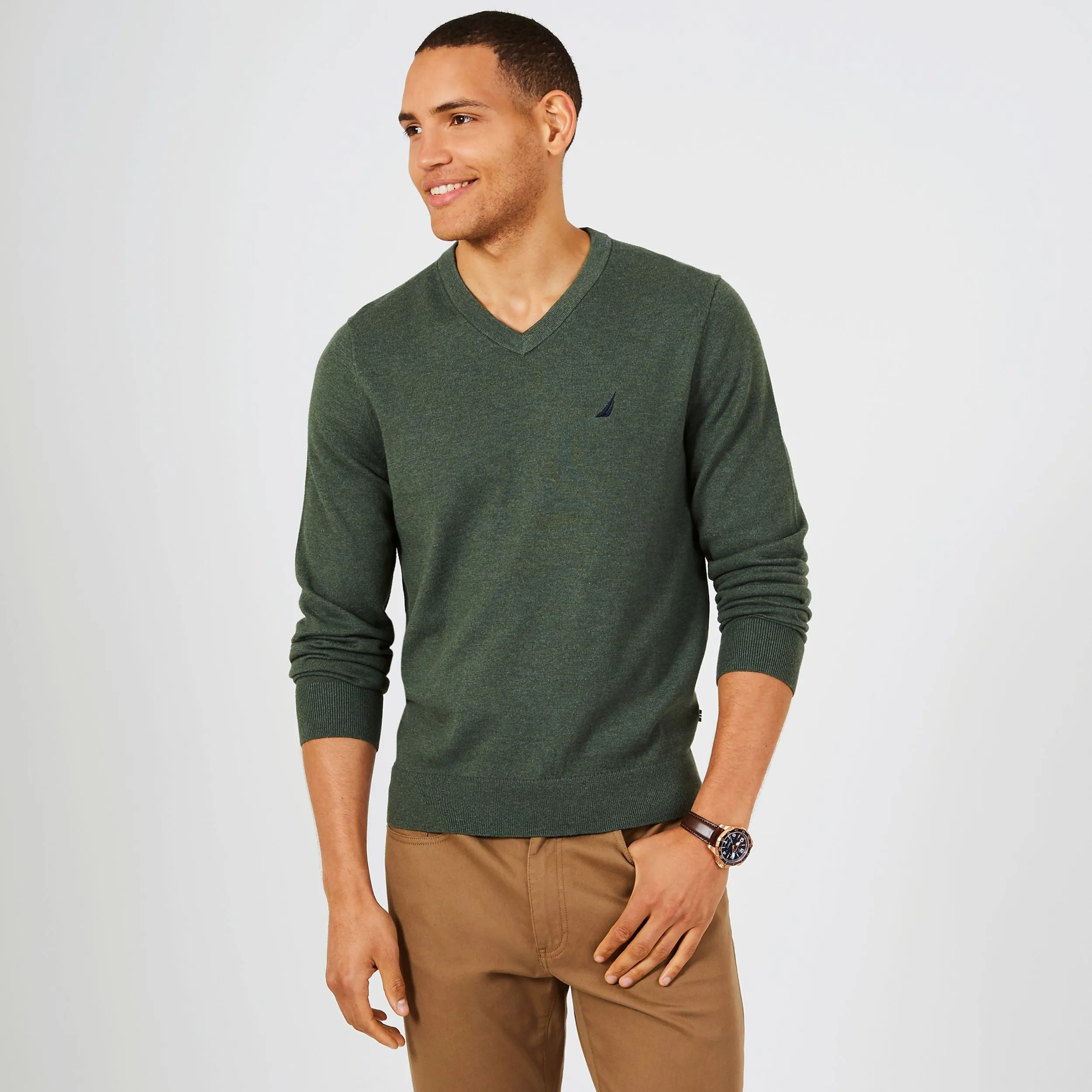 Nautica Mens Big & Tall Jersey V-Neck Sweater