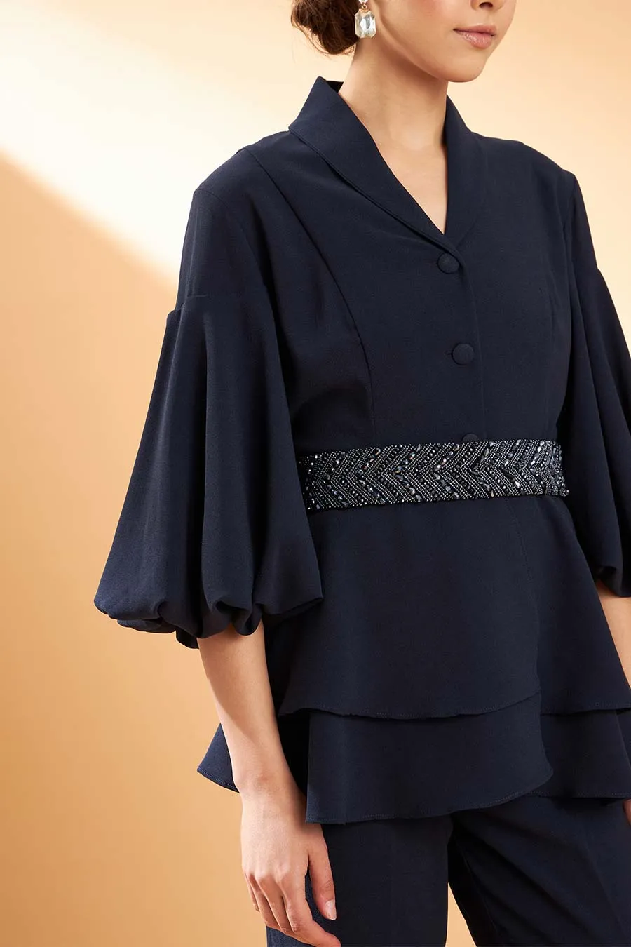 Navy Crystal Blazer Co-Ord Set