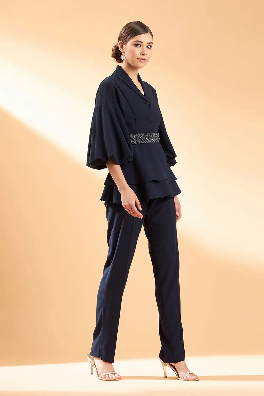Navy Crystal Blazer Co-Ord Set