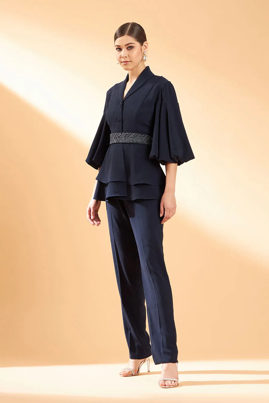Navy Crystal Blazer Co-Ord Set