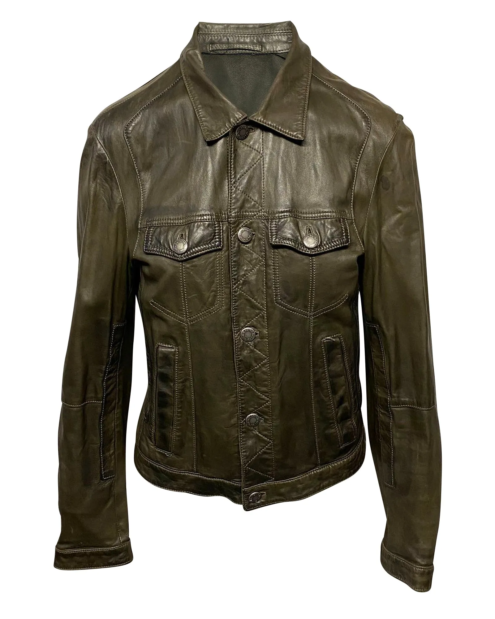 Neil Barrett Jacket in Khaki Leather