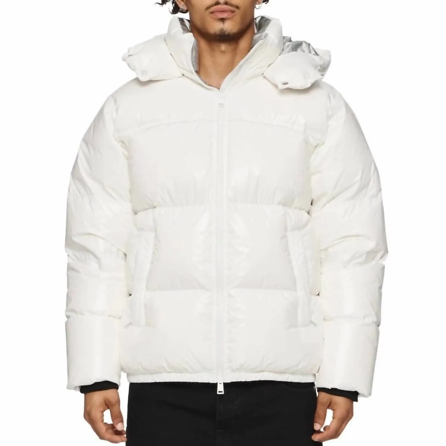 Nylon Down Puffer Jacket In Snow White