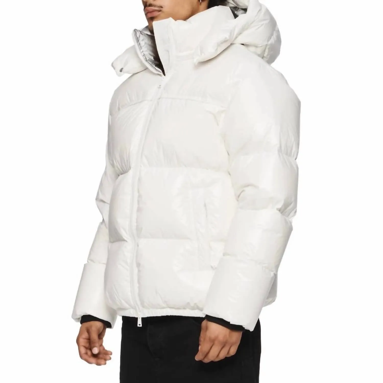 Nylon Down Puffer Jacket In Snow White