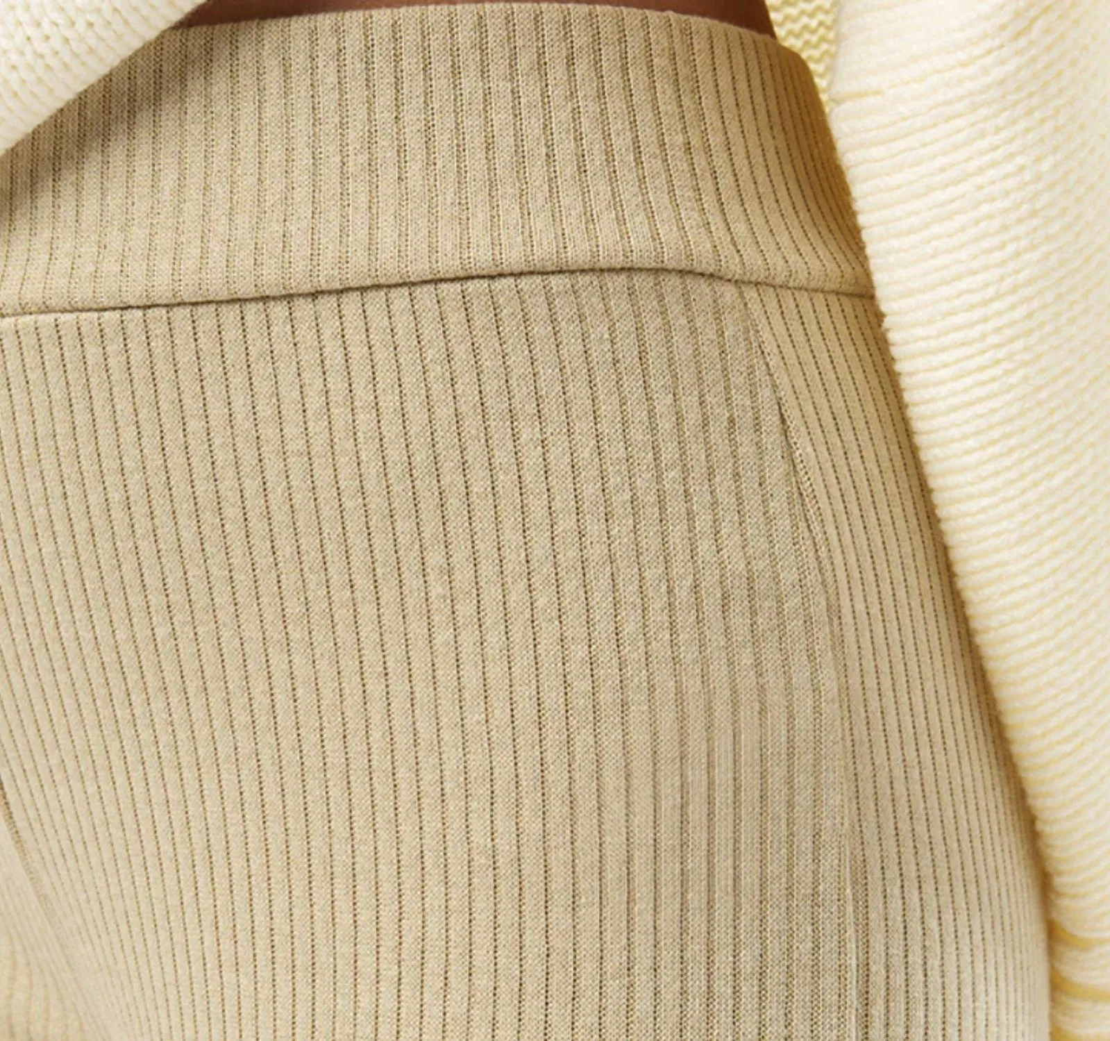 Oat Ribbed Flare Pants