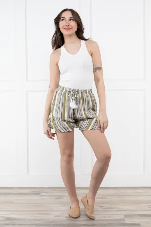Outside The Box Women's Striped Ruffle Shorts