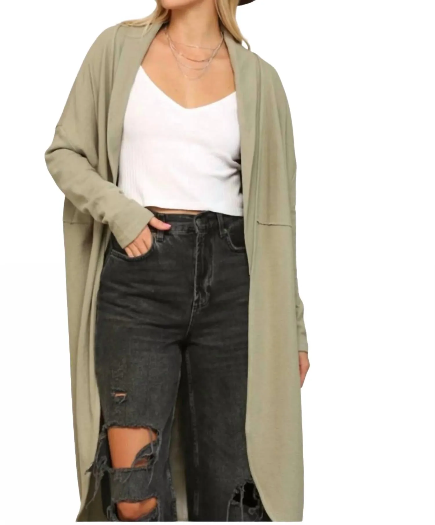 Oversized Slouchy Cardigan In Sage
