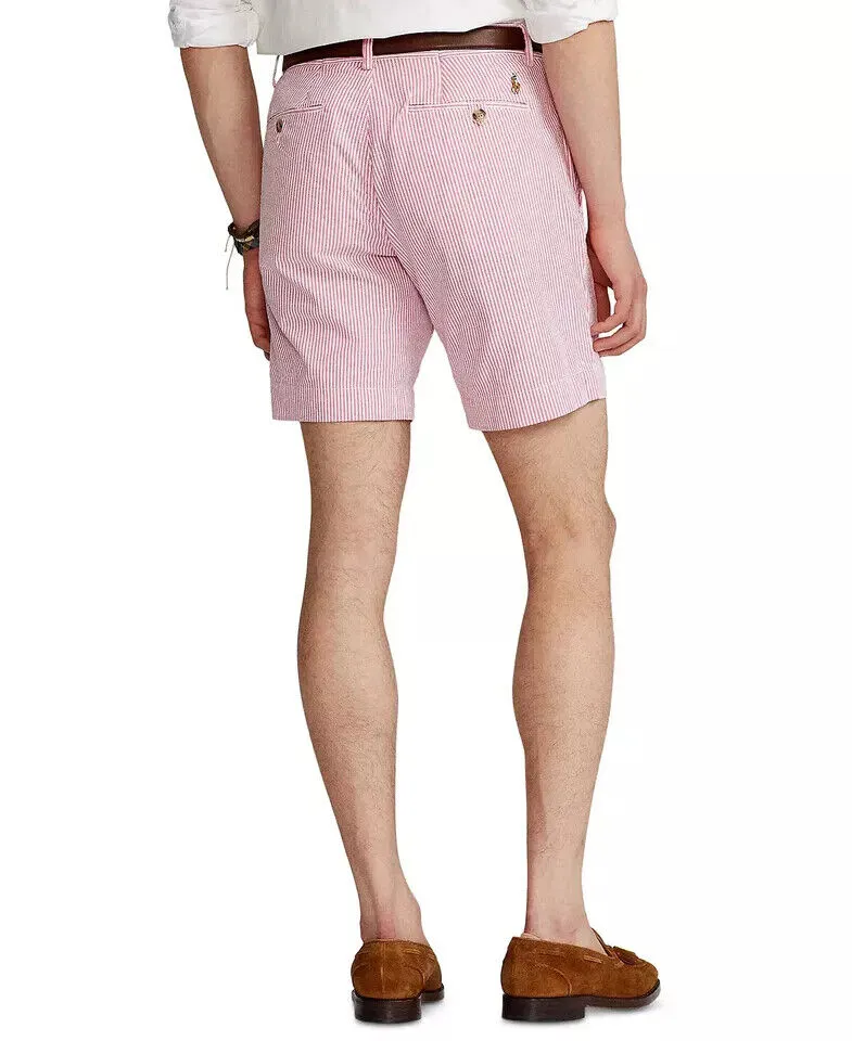 Polo Ralph Lauren 710795029002 Seersucker Shorts Men's Pink Classic-Fit MCAA7