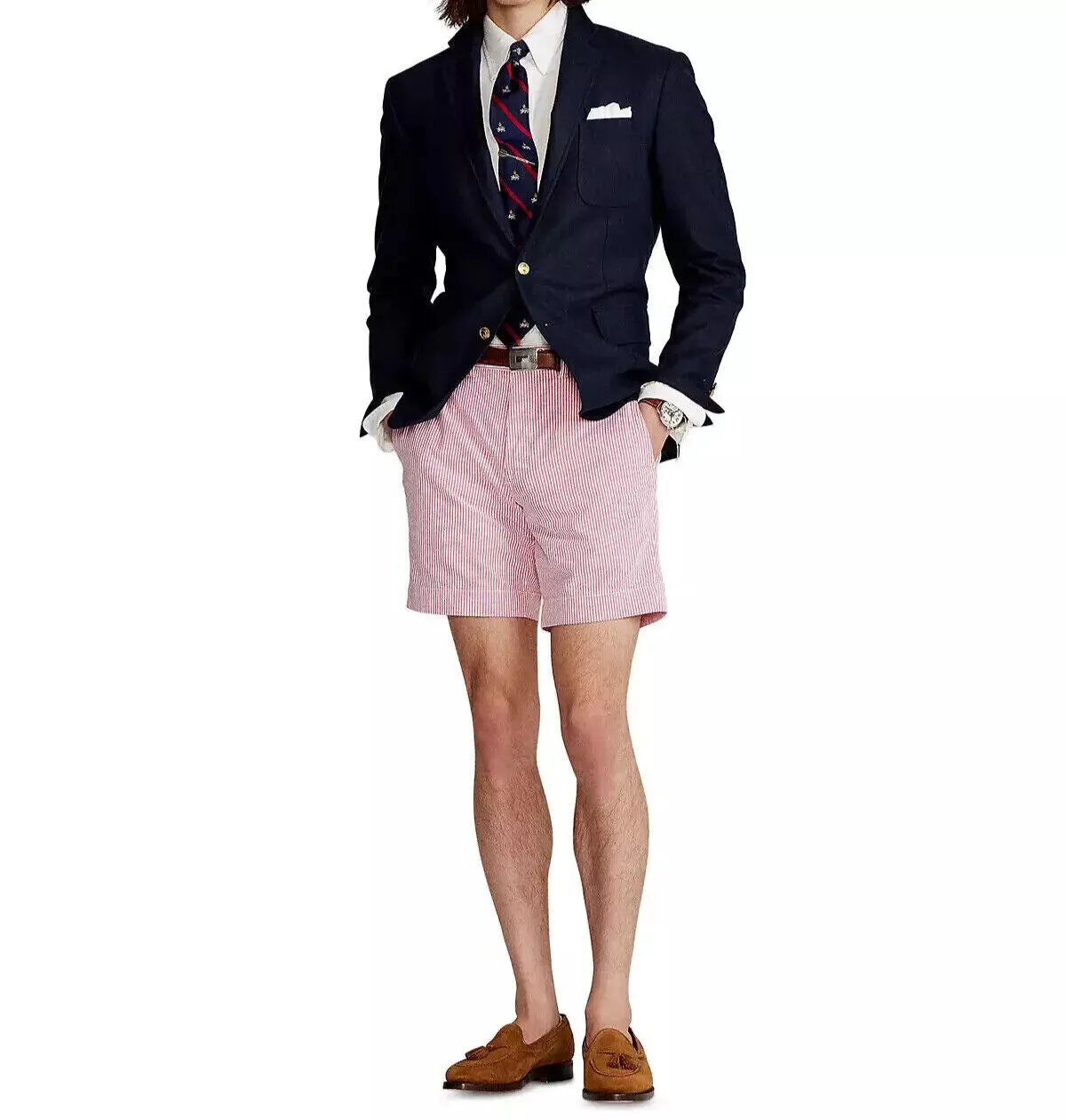 Polo Ralph Lauren 710795029002 Seersucker Shorts Men's Pink Classic-Fit MCAA7