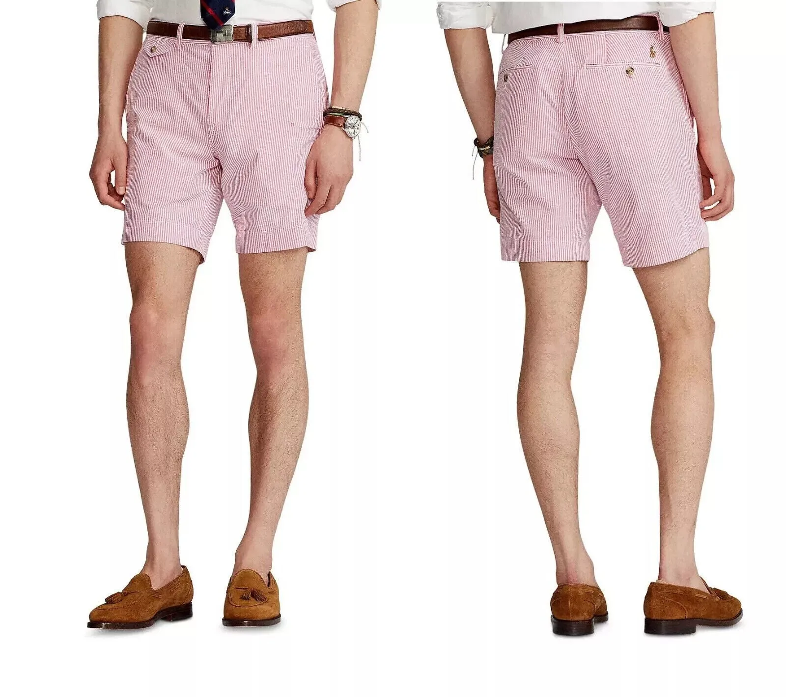 Polo Ralph Lauren 710795029002 Seersucker Shorts Men's Pink Classic-Fit MCAA7