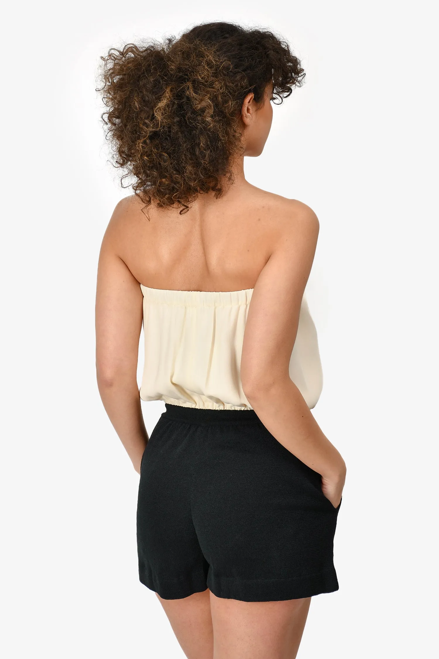 Pre-Loved Chanel™ 2011 Beige/Black Silk Romper Size 38