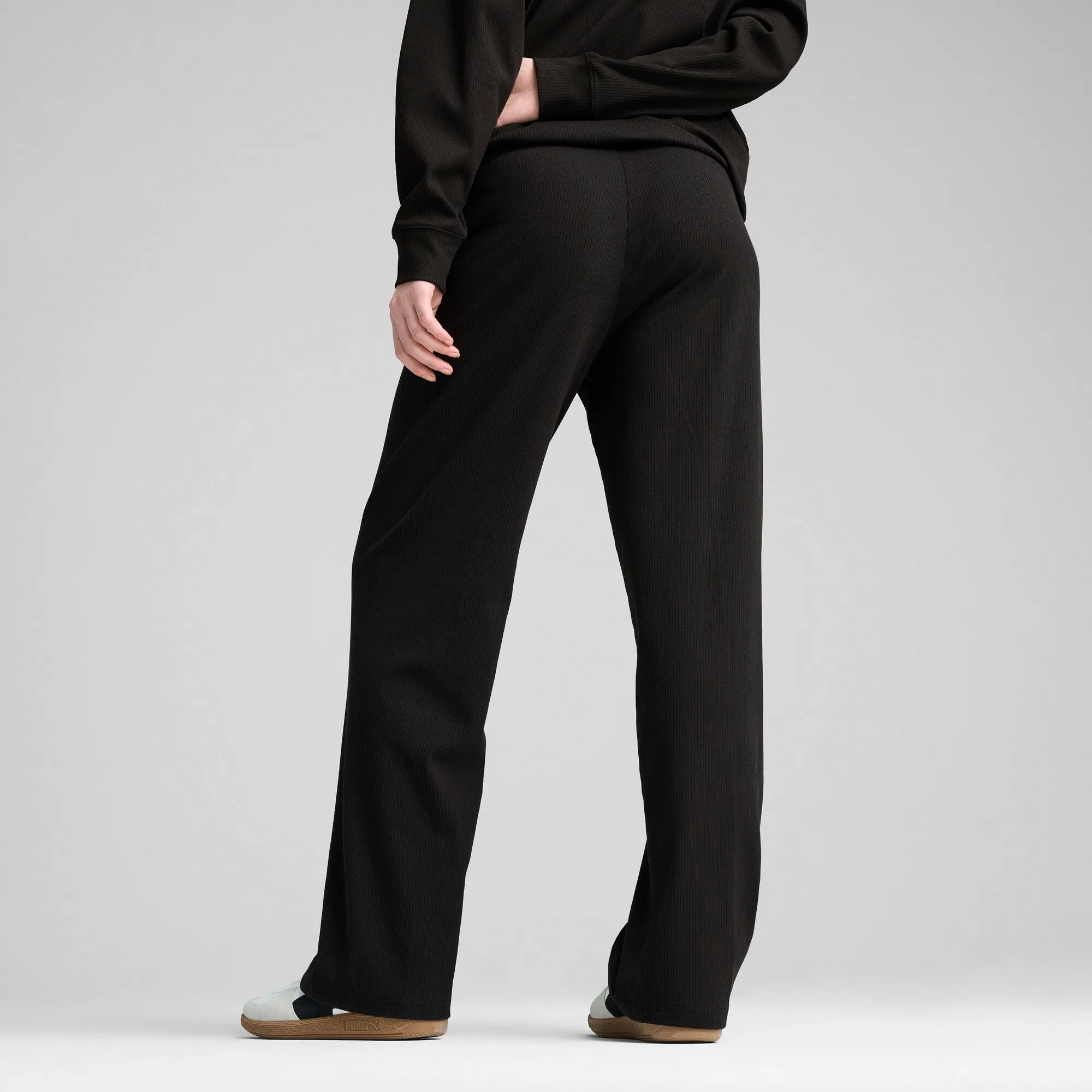 PUMA Women's ESS ELEVATED High-Waist Straight Leg Rib Pants Women