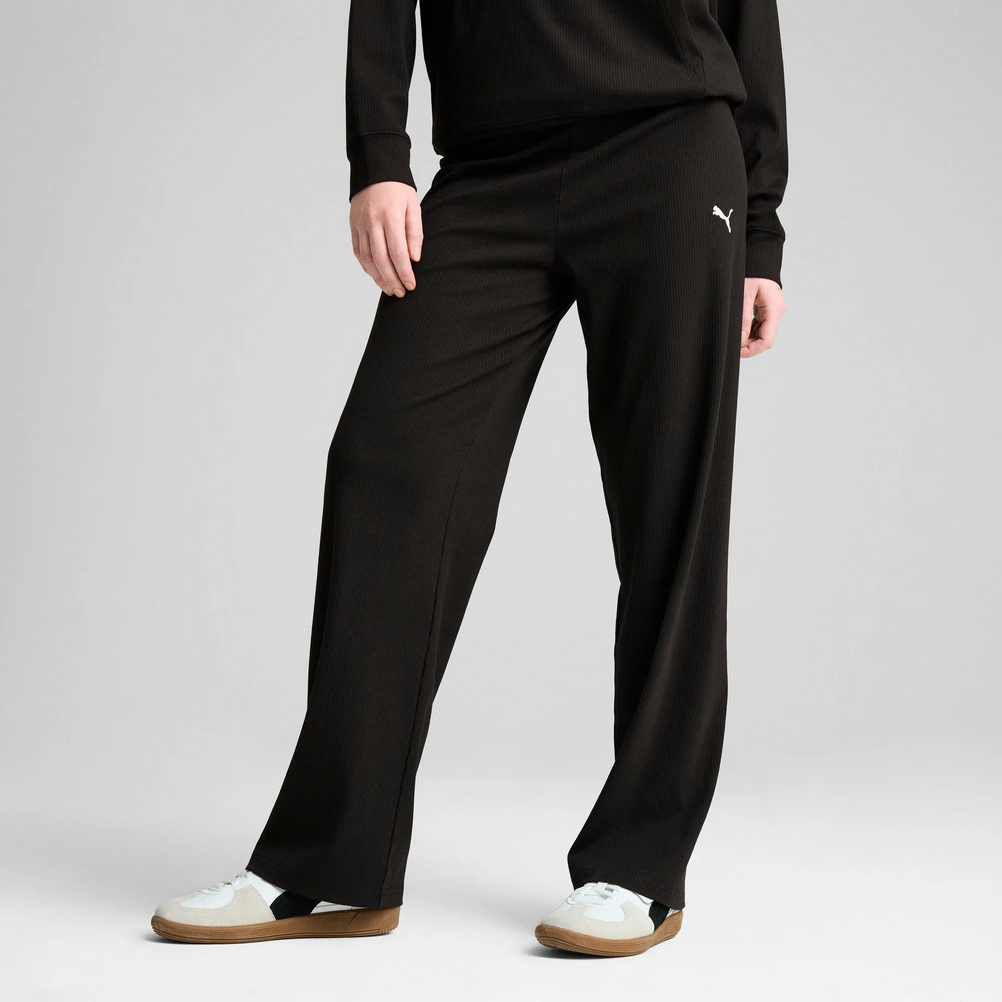 PUMA Women's ESS ELEVATED High-Waist Straight Leg Rib Pants Women