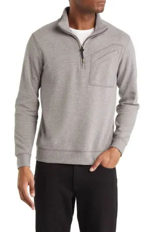 Quilted Half Zip In Medium Grey