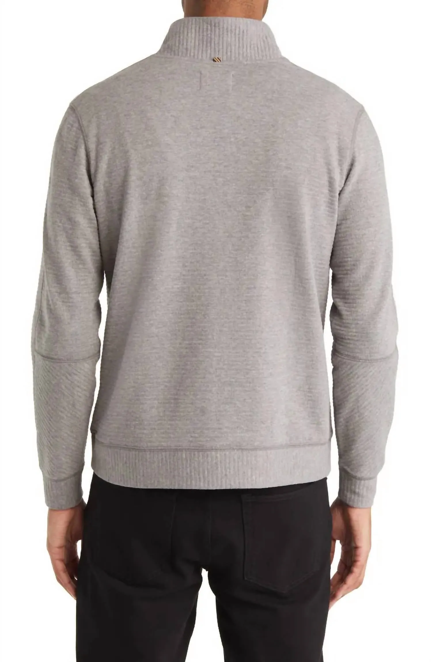 Quilted Half Zip In Medium Grey