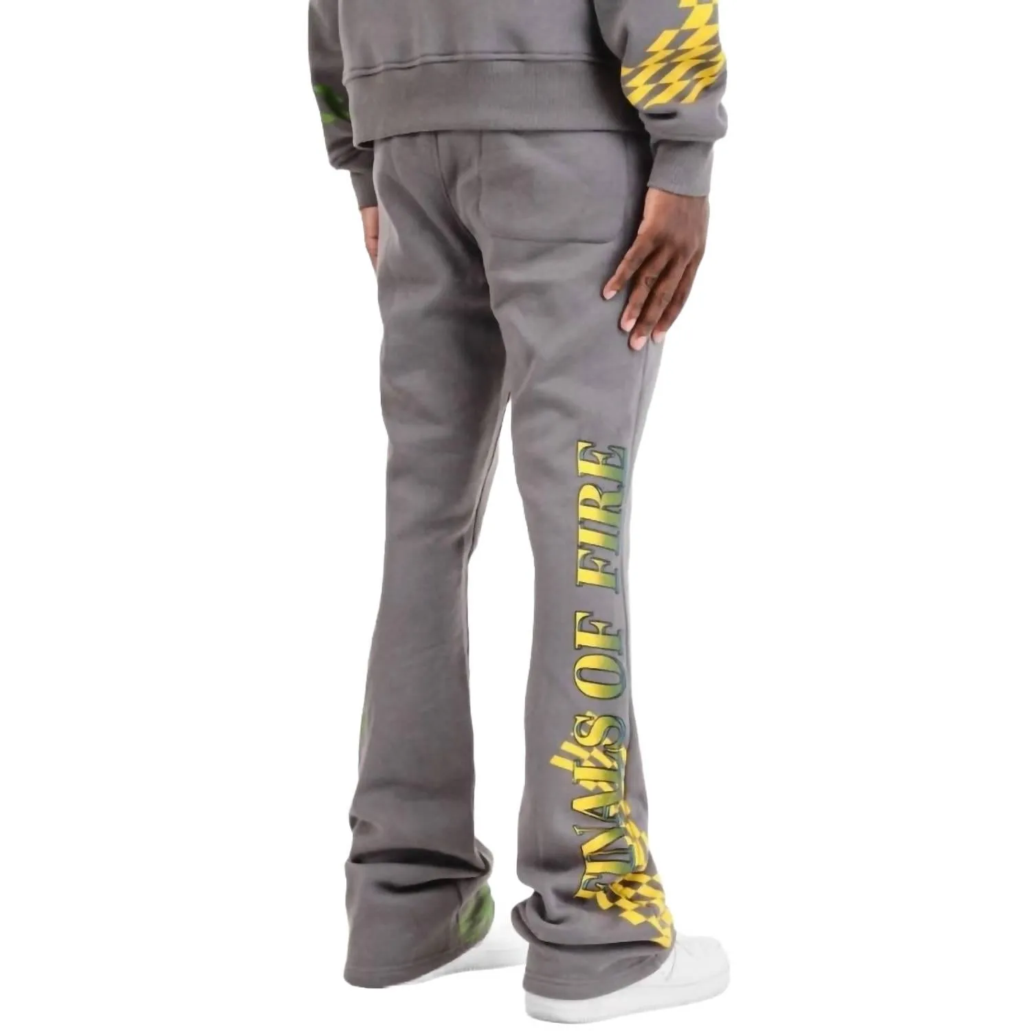 Racing Stacked Pants In Grey