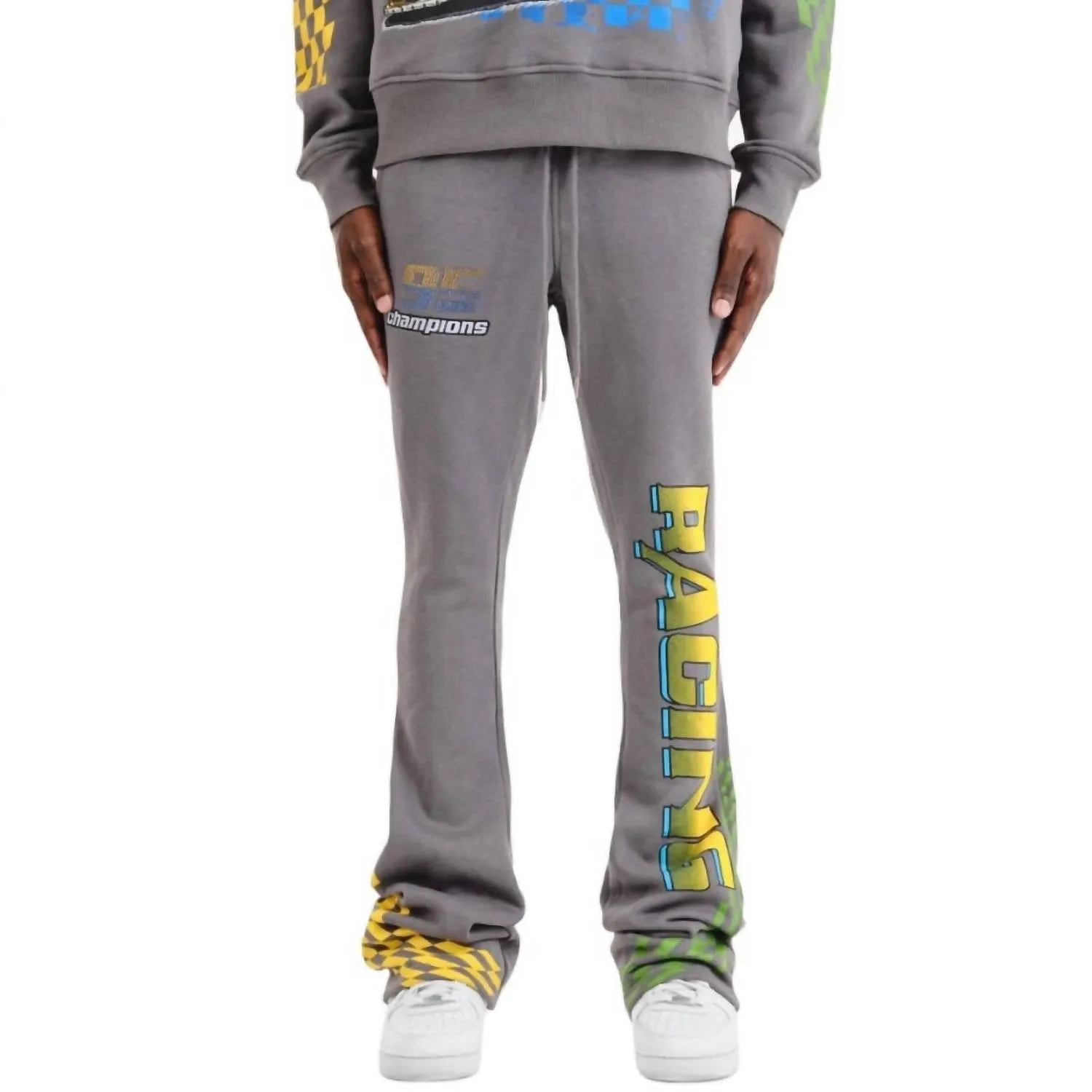 Racing Stacked Pants In Grey