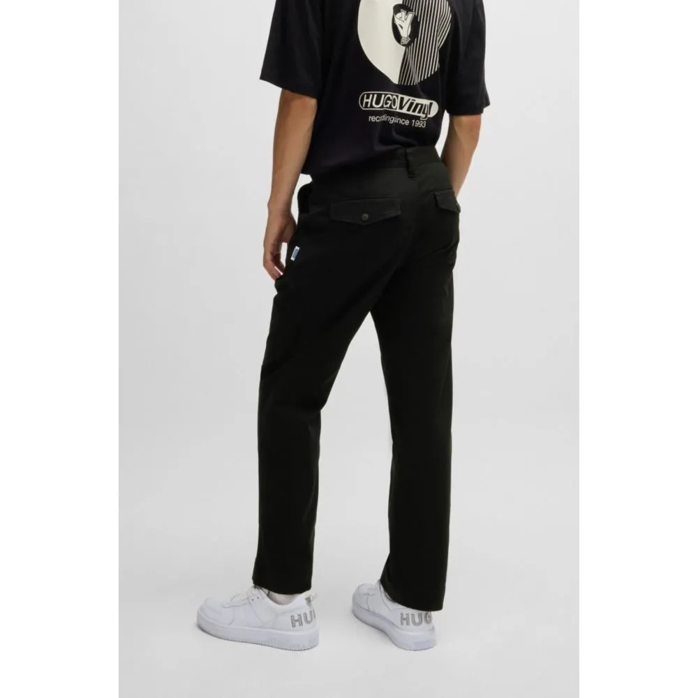 Regular-fit trousers in cotton twill with signature label