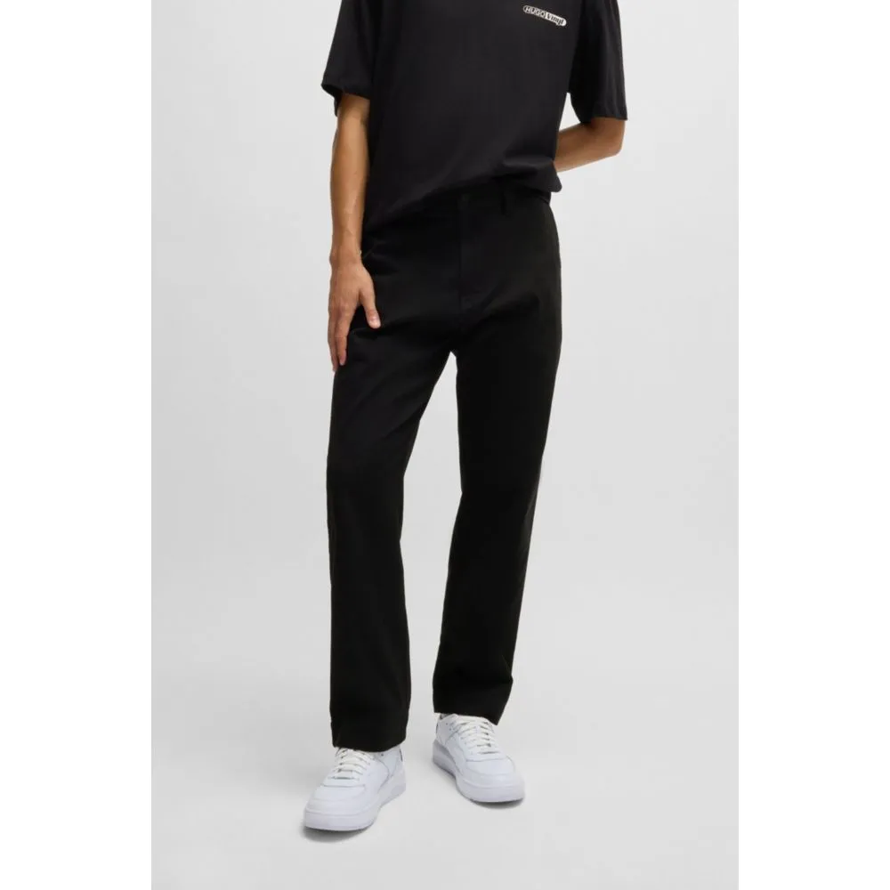 Regular-fit trousers in cotton twill with signature label