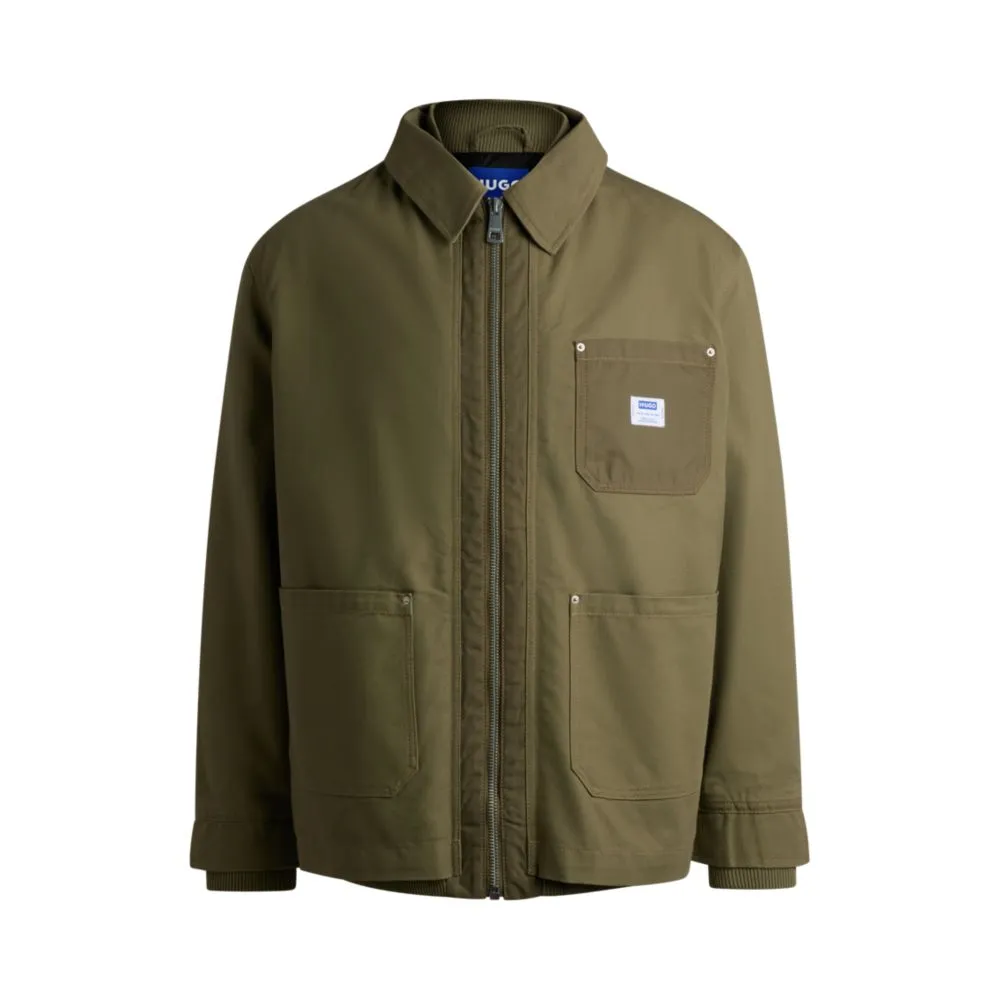 Relaxed-fit padded jacket in cotton with ribbed trims