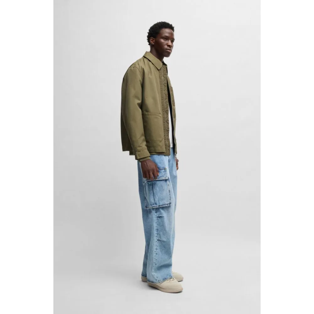 Relaxed-fit padded jacket in cotton with ribbed trims