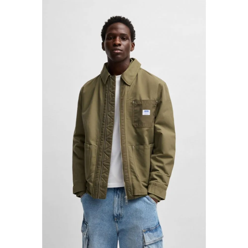 Relaxed-fit padded jacket in cotton with ribbed trims