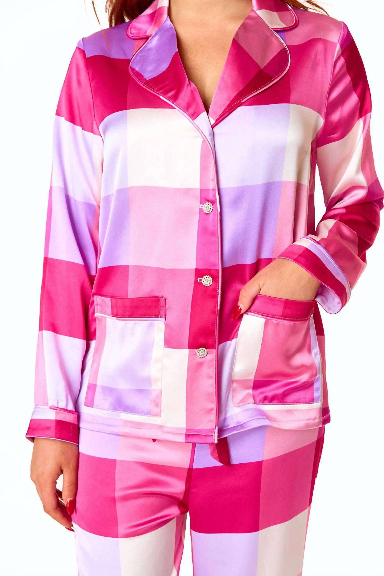 Ripley Pajama Set In Pink Plaid