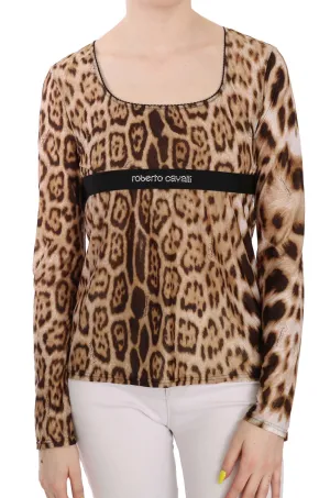 Roberto Cavalli  Round Neck Leopard Women Top Women's Blouse