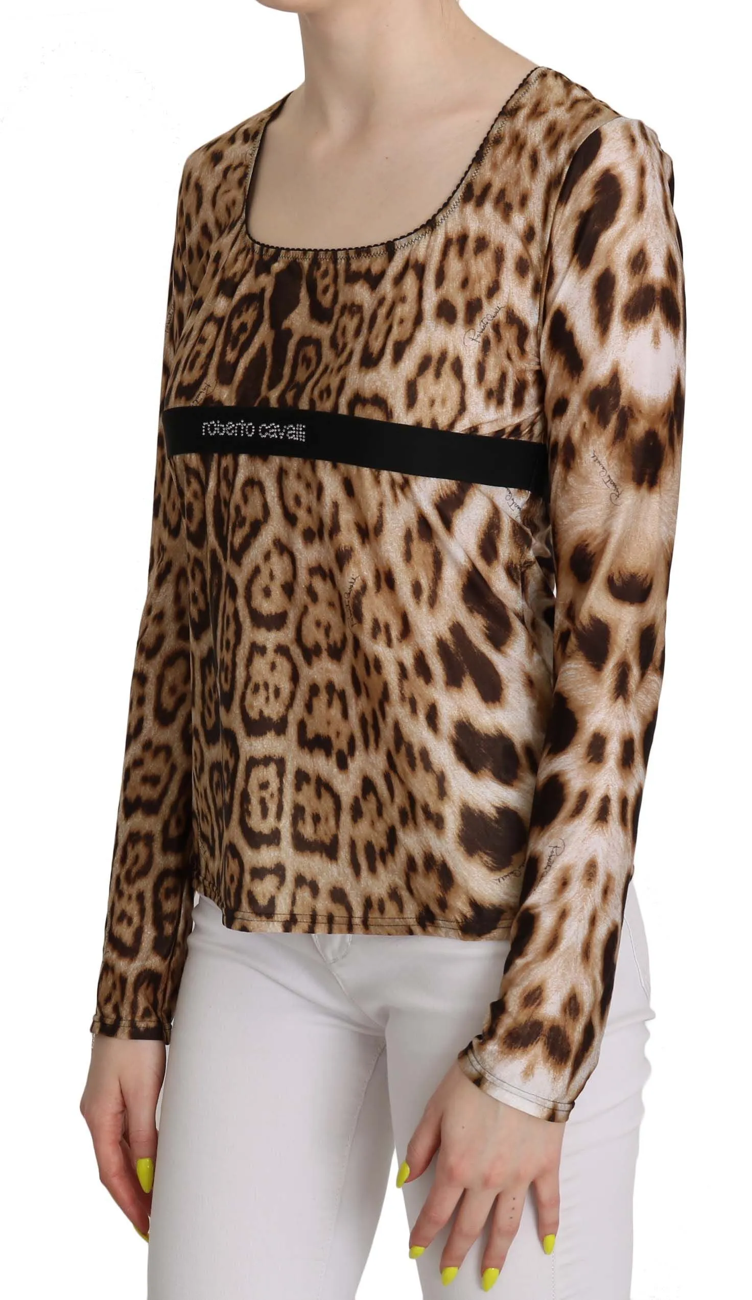 Roberto Cavalli  Round Neck Leopard Women Top Women's Blouse
