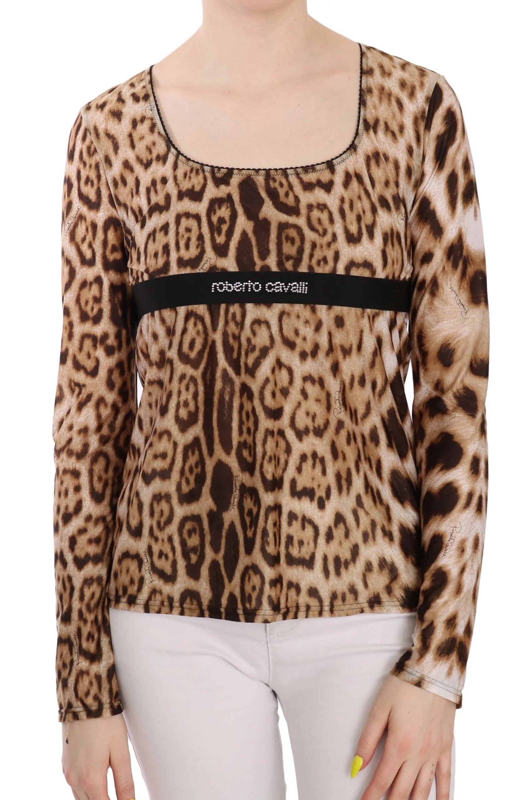 Roberto Cavalli  Round Neck Leopard Women Top Women's Blouse